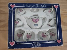 MINT IN BOX Vintage 1986 Porcelain Child's Hearts Flowers Tea Party Set 10 Pc