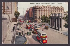 Vintage Postcard England London Marble Arch Oxford Street Double-decker bus