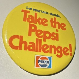 Pepsi Challenge Pin Badge Yellow Red Blue White Advertising Soda