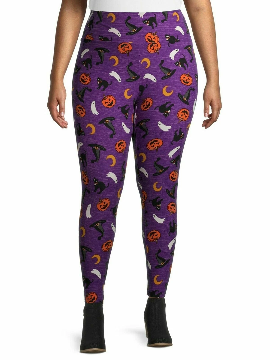 Terra & Sky Women's Plus Size Halloween Printed High Rise Leggings Size  0X-5X