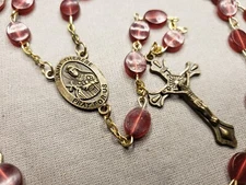 Vintage Rosary St Therese Of Lisieux Red Beads Christian A27