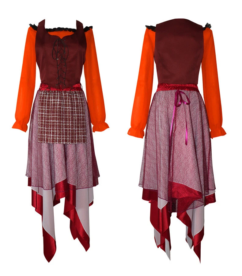 Hocus Pocus Mary Sanderson Cosplay Costume Dress Outfit Cloak Full Set Halloween - Image 2 of 4