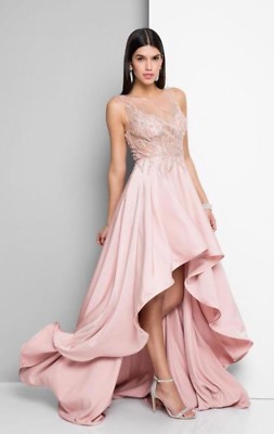 Terani Couture 1712P2465 Embellished Bodice High Low Gown, Size 0