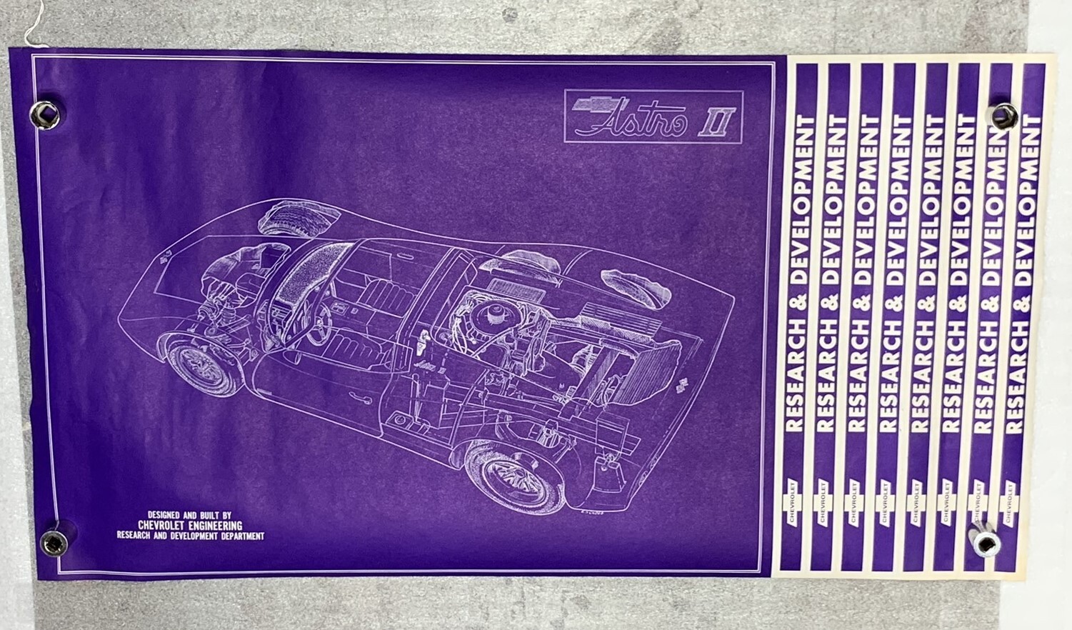 RARE 1968 CHEVROLET ASTRO II CONCEPT CORVETTE CAR POSTER RESEARCH & DEVELOPMENT