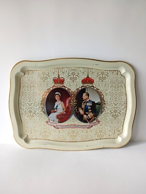 Vintage Serviertablett THE QUEENS SILVER JUBILEE 1977 selten Sammlerstück innen