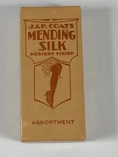 J & P Coats Mending Silk Hosiery Finish 9 Spools w original Box Vintage