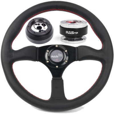 Genuine Leather 14'' Steering Wheel Hub Adapter Quick Release For Dodge Chevrolet