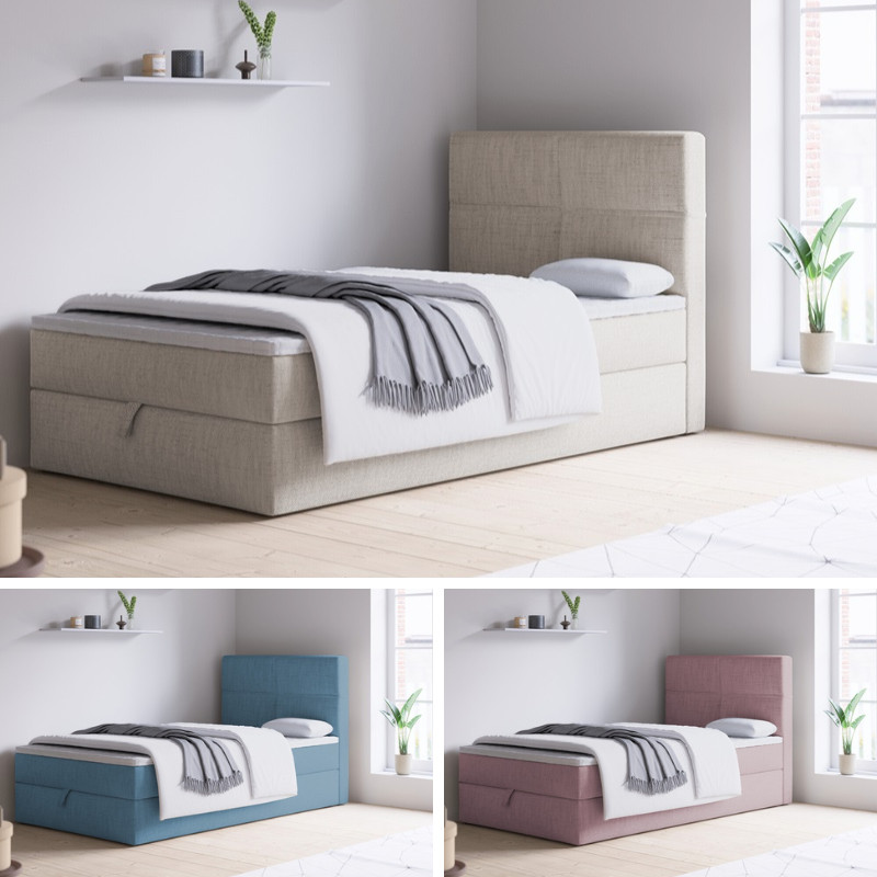 Boxspringbett Einzelbett Bett NELA MINI mit Bonell-Matratze + Bettkasten