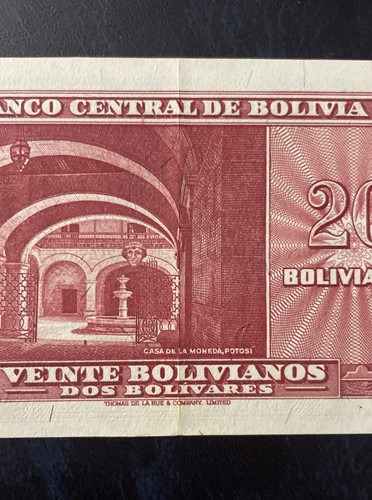 BOLIVIA 1945 20 BOLIVIANOS VERY NICE CONDITION LVC - 第 3/4 張圖片