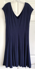 Lauren Ralph Lauren Dress Womens Size M Navy Blue White Polka Dots Short Sleeve