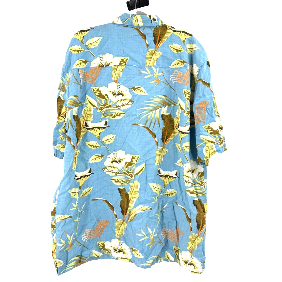 Camisa Hawaiana Joe Marlin Hombres 2XLT Azul Floral Palma Vacaciones Tropical Ropa de Resort Foto 2 de 4