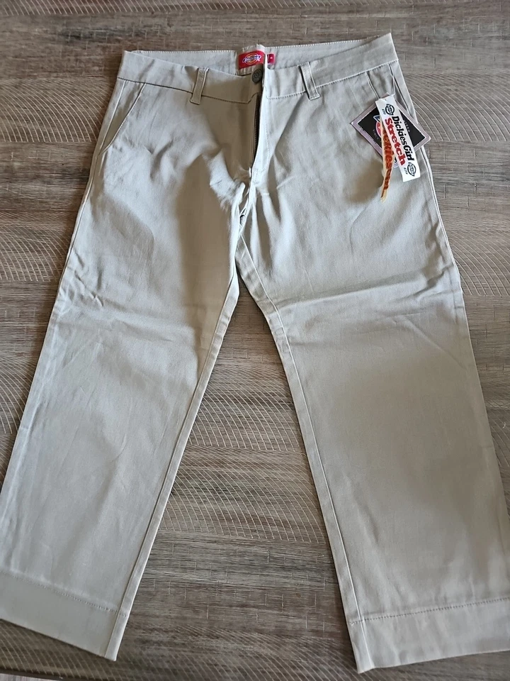 Dickies Girl's Original Classic Pant Flat Front Beige Khaki Tan Pants Size 9 Foto 3 de 4