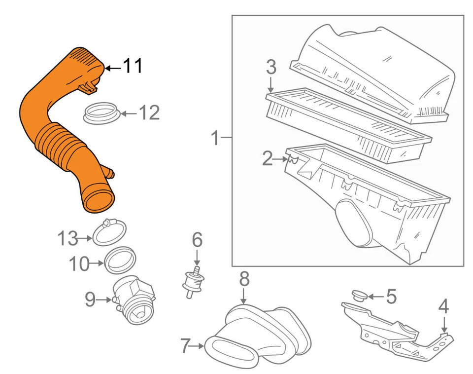 Tubo de aire de admisión de aire Jaguar OEM 2003-2006 XK8 4,2 L V8 C2N1041 Foto 3 de 3