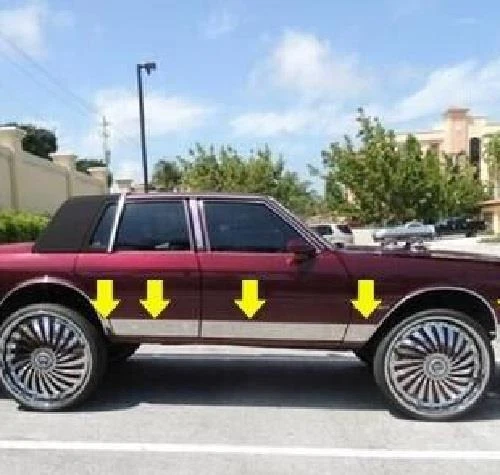 ROCKER PANEL SET/8 7.5" WIDE All Mirror Stainless For CHEVY CAPRICE 4DR 91-96