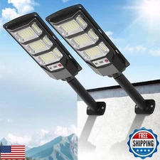 FOWSEEK Solar Street Lights Outdoor 2 Pack, 6500K Solar Lights Outdoor Waterp