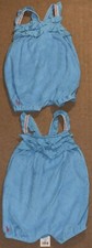 NWT Ralph Lauren Toddler Girl's Blue Solid Shortall Striped Romper Size 3M  6M