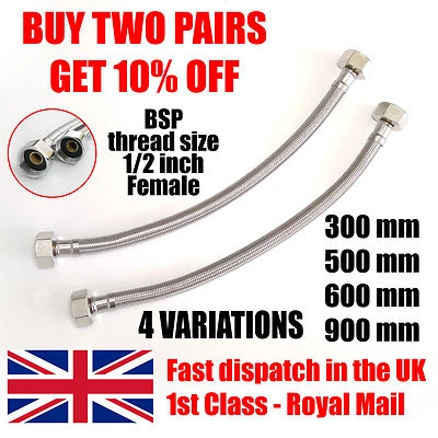 1/2"x1/2" BSP Kitchen Basin Monobloc Mixer Tap Connector Flexi Hose Pipes Tail