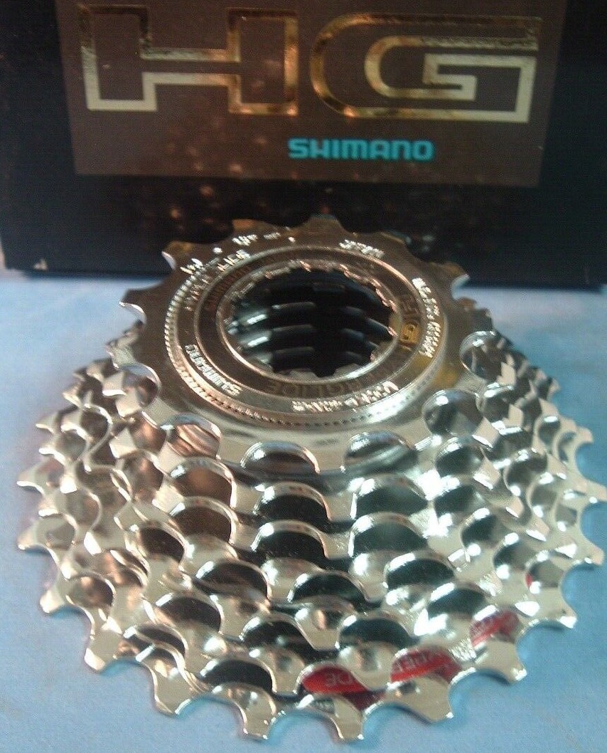 Shimano HG90 7-Spd 13T-23T Hyperglide Cassette NEW / NOS-Road Red