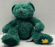 Russ Berrie Plush Sparkly Green Bear Ferguson W/Gold Shamrock On Foot 20650 10"