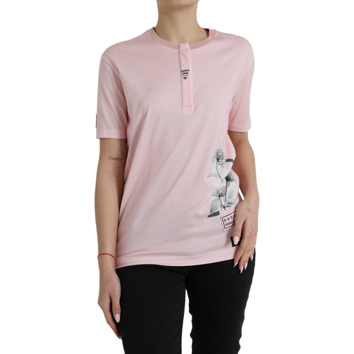 【Dolce&Gabbana】スウェットシャツ コットン ハート ピンク DOLCE & GABBANA T-shirt Pink Floral Print Cotton Short
