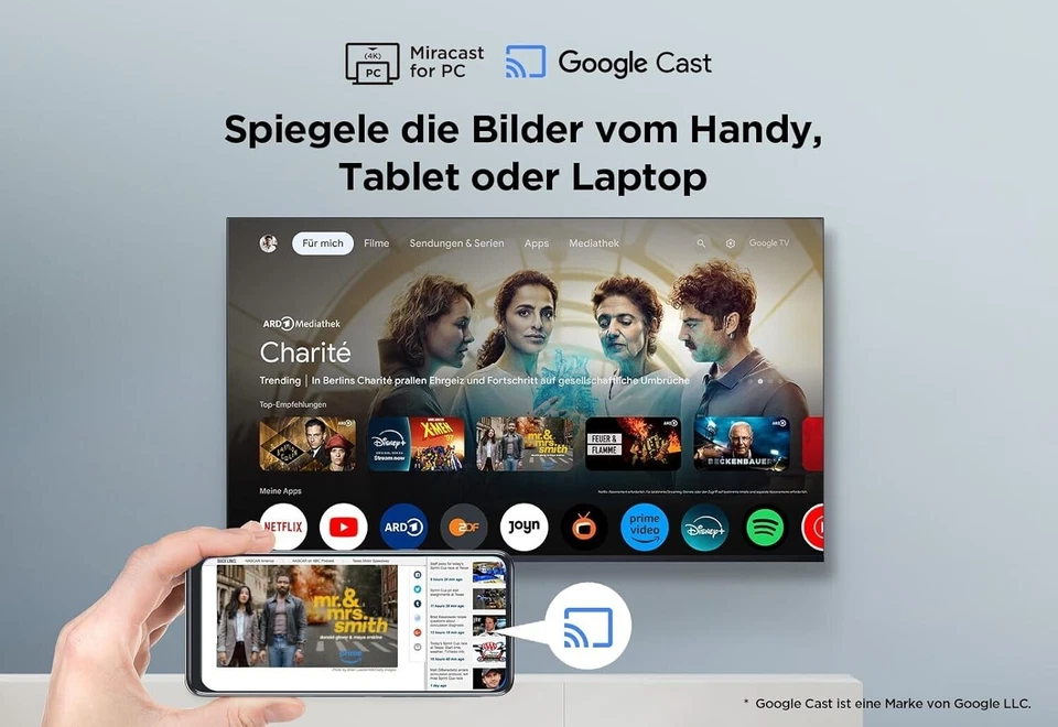 55 Zoll 4K Ultra HD Smart TV – HDR10, Dolby Audio, Micro Dimming, Google TV - Bild 3 von 4