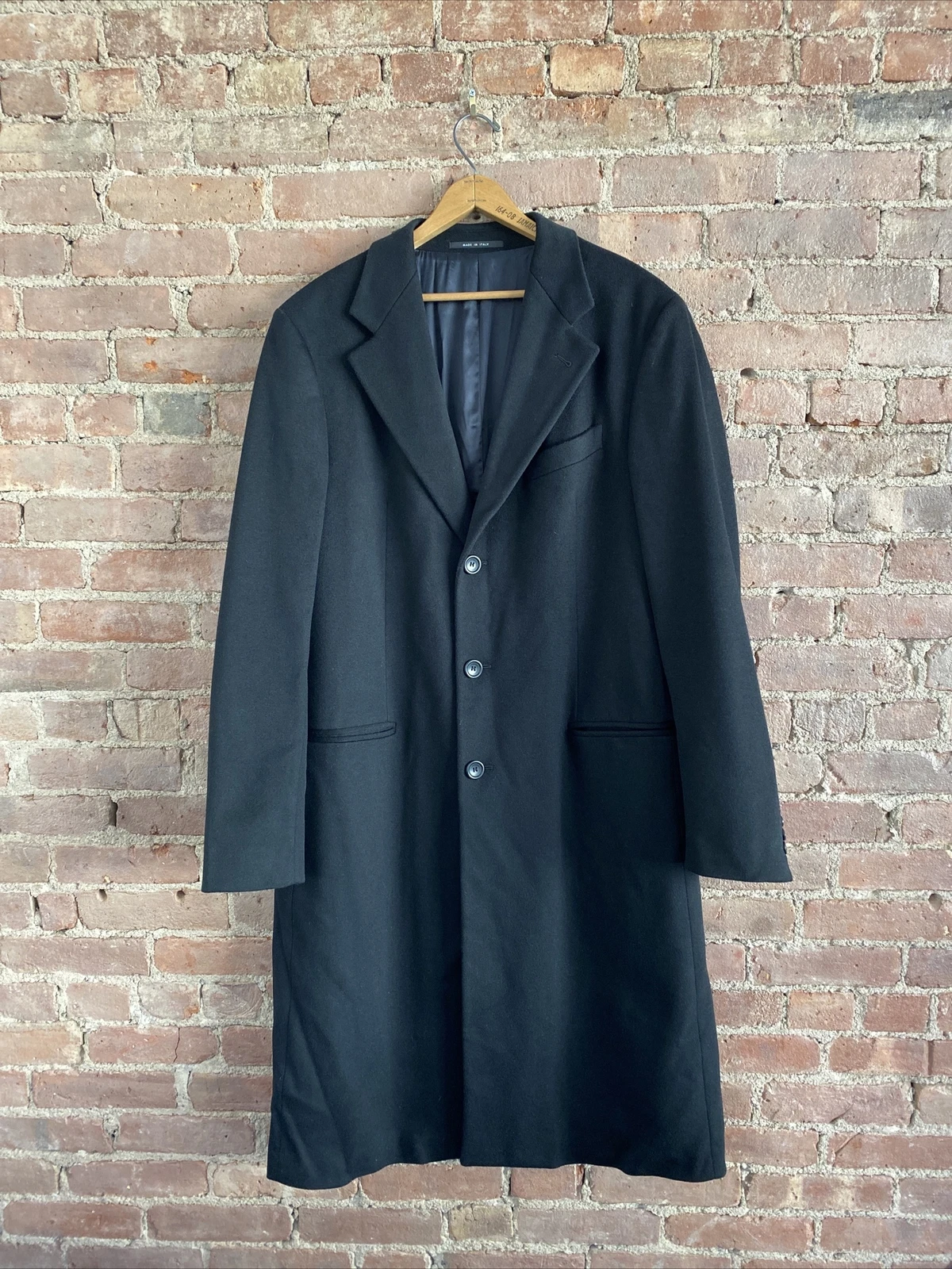 Giorgio Armani — Giorgio Armani Collezioni Mens Top Coat, Sz 42L, Black Wool/Cashmere, Italy