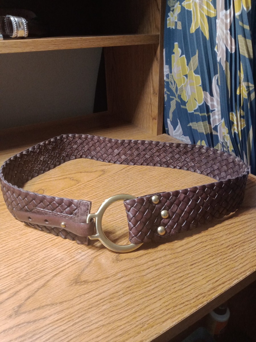 Talbots Braided Brown Leather Woven Wide Belt Size Small  display picture 1