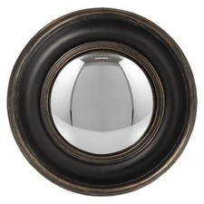 Black Brown Round Frame Convex Fisheye Porthole Mirror 23cm