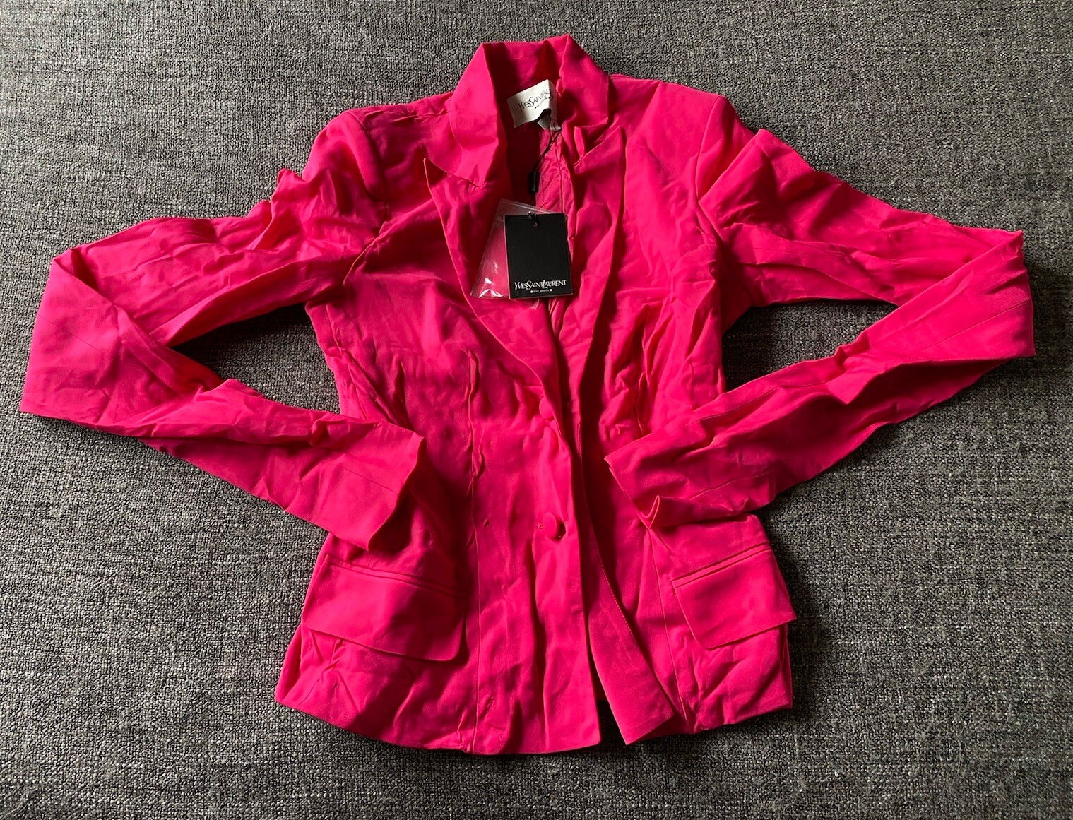 Giacca blazer vintage Yves Saint Laurent Rive Gauche rosa caldo taglia 38 prezzo consigliato £ 1255