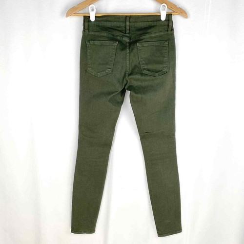 Frame Le Skinny De Jeanne Jeans Womens Forest Green Ripped Mid Rise Size 25 - Picture 2 of 9