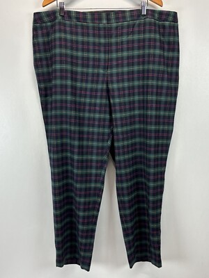 NEW! Talbots Hampshire Ankle Pants 24W Plus Plaid Wool Blend Trousers Slacks 