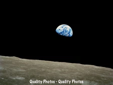 Earthrise 8.5x11" Photo Print Earth Rising Over Lunar Landscape NASA Apollo 8