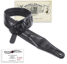 Walker & Williams G-513 Black Multi Layer Guitar Strap Padded Glove Leather Back