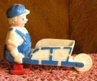 VINTAGE OLD MAN With WHEELBARROW RAMP WALKER By MARX