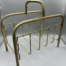 Vintage Brass Magazine Rack Holder 13"L x 7.5"W x  9.5"H Patina