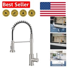 Elegant Stainless Steel Kitchen Faucet with Gooseneck Design Retractable Hose