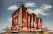 Cleveland Ohio Carter Hotel 9th Avenue artist rendering linen vintage postcard