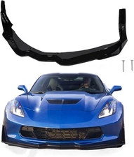 Front Lip Splitter+Side Winglets For Corvette C7 Z06 Stage 3 Gloss Black 2014-19