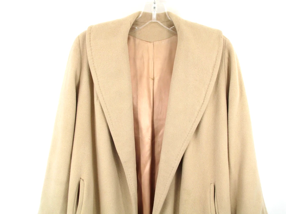 Abrigo corto vintage años 60 100 % cachemir mujer L 38" pecho beige claro bolsillos Foto 3 de 4