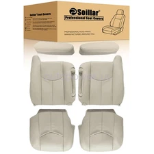 For 2003-2006 Chevy Tahoe Leather Driver & Passenger Bottom & Top Seat Cover Tan