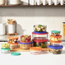 Pyrex Simply Store 28 Piece Glass Food Storage Set Durable Leak Proof Lids