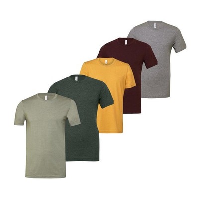 5er Pack Bella Canvas Herren melierte T-Shirts Kurzarm Rundhalsausschnitt T-Shirts Large C4