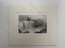Genesee Falls Rochester NY USA Waterfall W H Bartlett R Brandard VTG Engraving