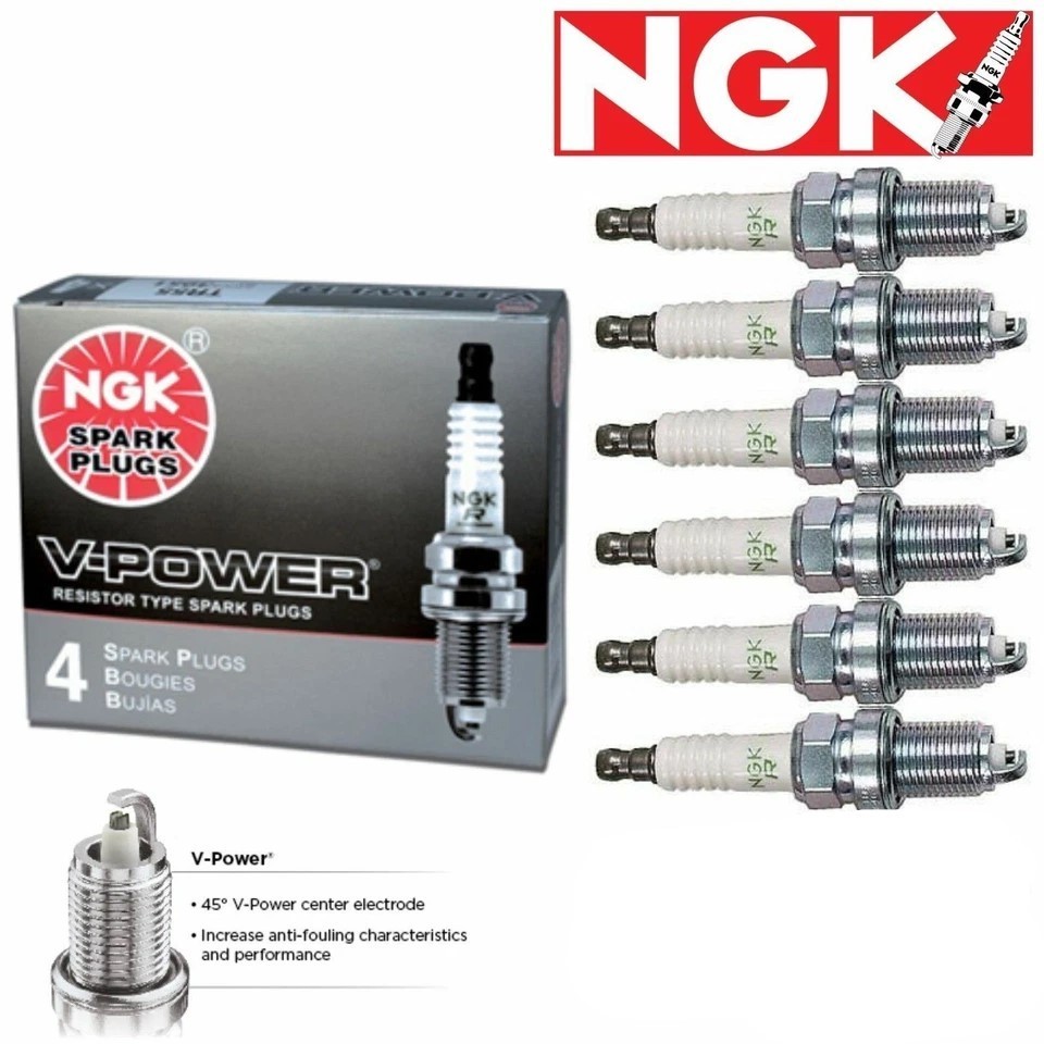 6x NGK V-Power 5553 BKR6ES-11 Spark Plug - 1990-04 Acura Toyota 4 Runner Lexus