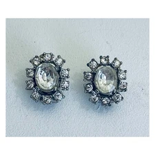 Vintage MCM Rhinestone Shoe Clips Mid-Century Silver Tone Accessories