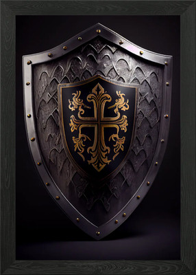 Mittelalter Ritter Schild gerahmtes Wandbild Poster Leinwanddruck Bild