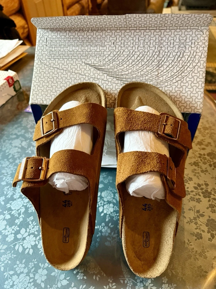 Birkenstock Arizona Sandals Mens US 11 EU 44 Mink Suede Buckle Summer Boho NWOB - Image 2 of 4