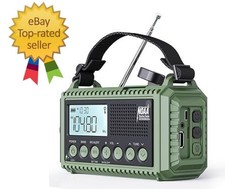 12000mAh Emergency Radio - AUTO NOAA Weather Alert, Solar Hand Crank AM/FM/SW...