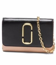 MARC JACOBS The Snapshot Leather Crossbody Bag Black Gray Authentic Rare