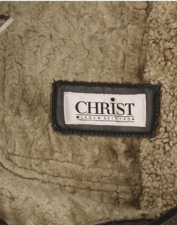 Jaqueta Shearling Masculina CHRIST Reino Unido 38 Couro Verde Médio BO10 - Imagem 4 de 4